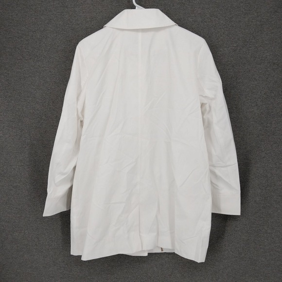 Dennis Basso Water Repellent Button Front Double Collar Jacket White Size Medium - Picture 4 of 5